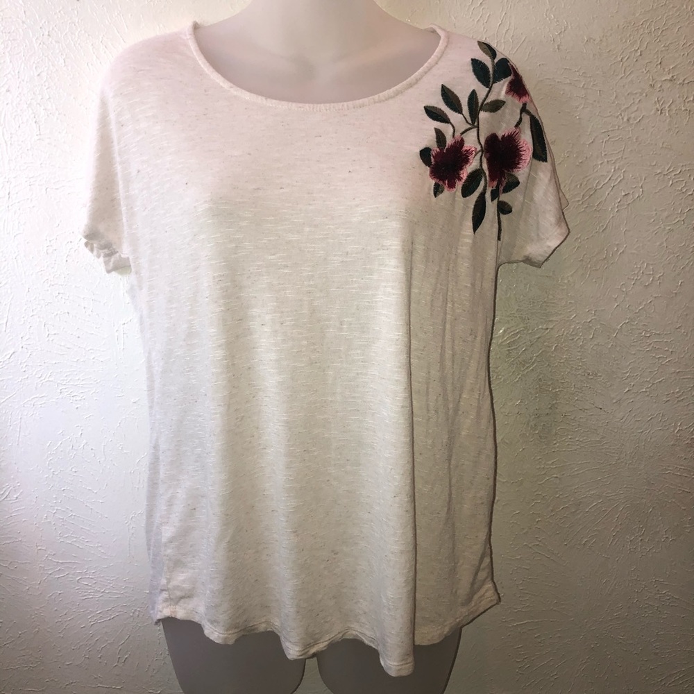 Cottagecore Adiva Oatmeal Colored Tee Embroidered